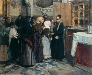 Kissing the Relic av Joaquín Sorolla